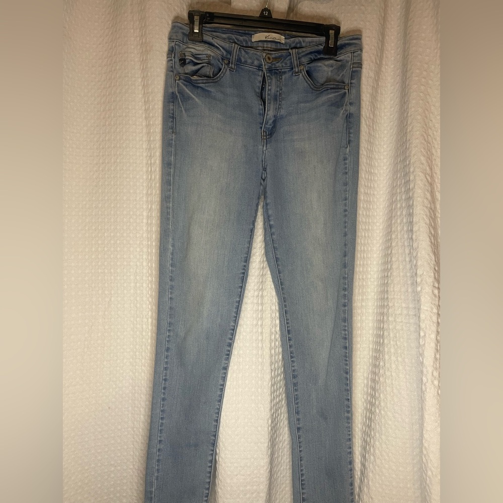 KanCan Faded Blue Jeans with Gold Stitching